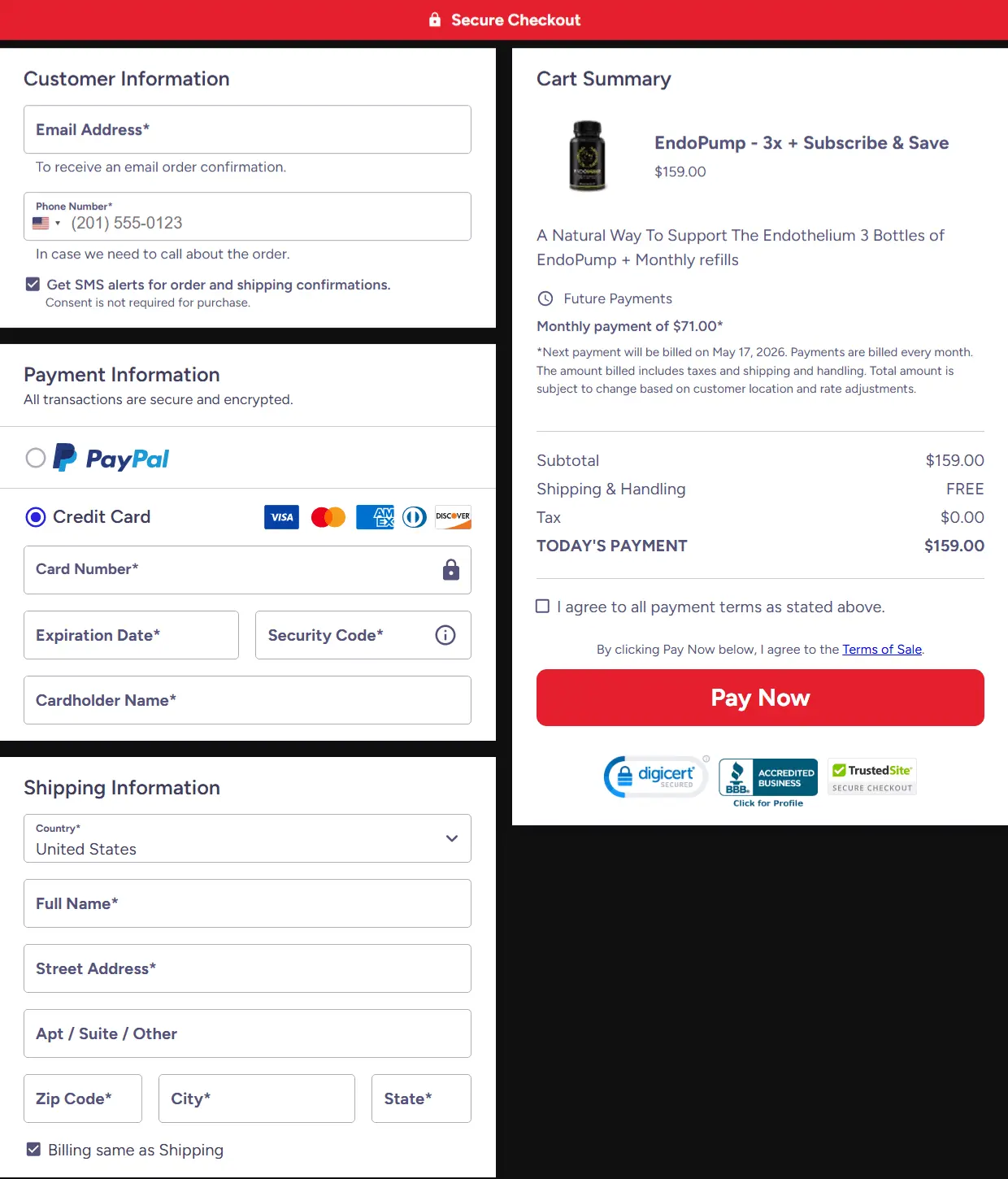 ProDentim secure checkout page